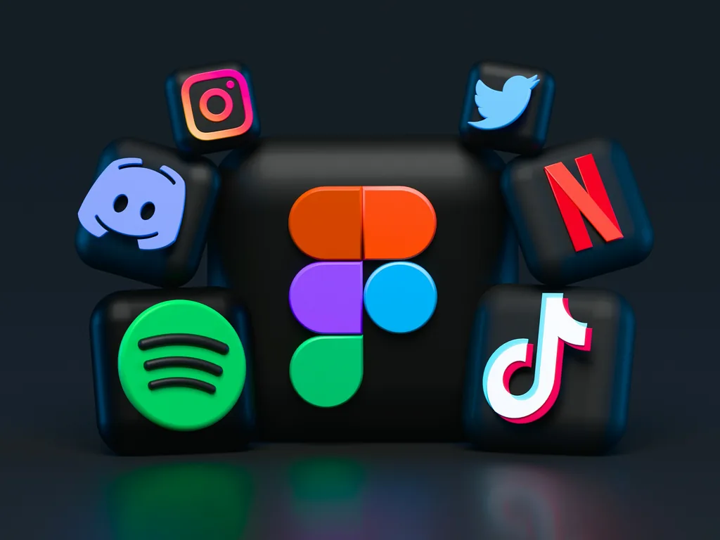 Blocks with logos of well-known apps
